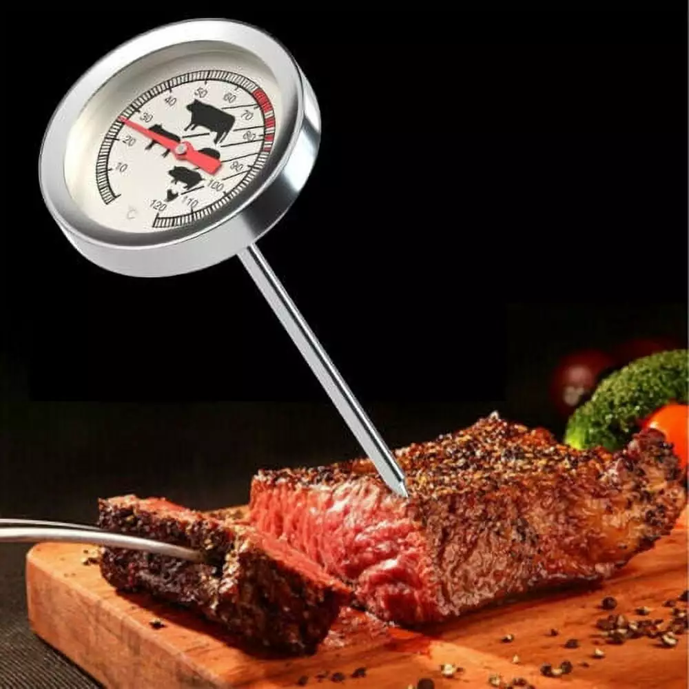 Stainless Steel Probe Thermometer BBQ Cooking Meat Gauge Dial Temperature 0-120