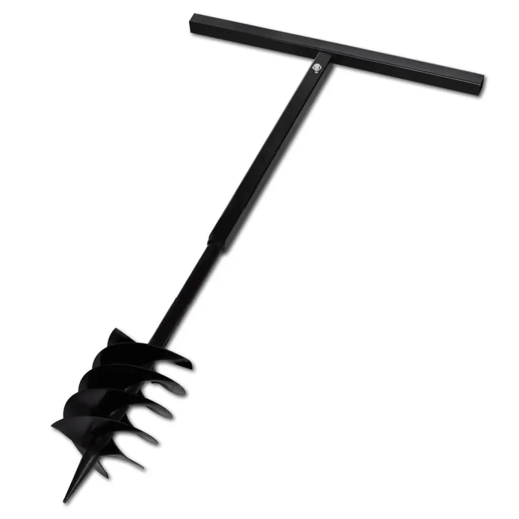 Ground Drill Handle Auger Bit 7.09 Inch Black Three Spirals Steel Gardening