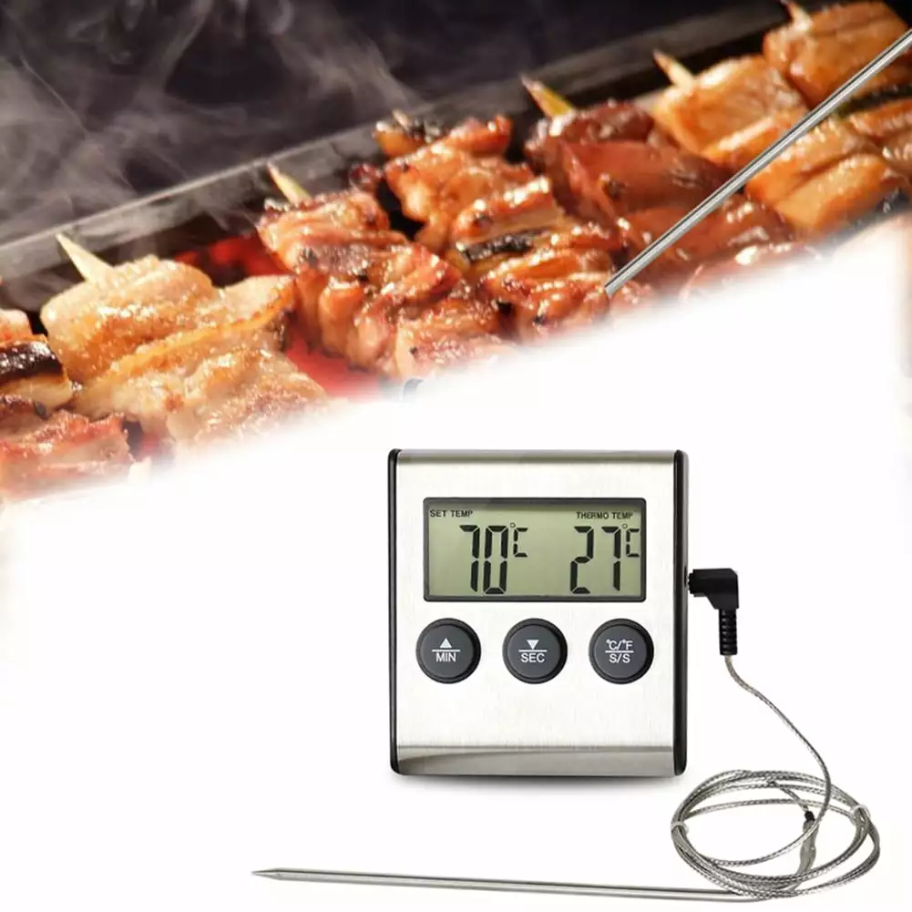 Walbest Kitchen Food Cook Baking Grilling Electronic Alarm Thermometer 0 to 300 Degree Celsius Meat BBQ Timer Probe Digita...