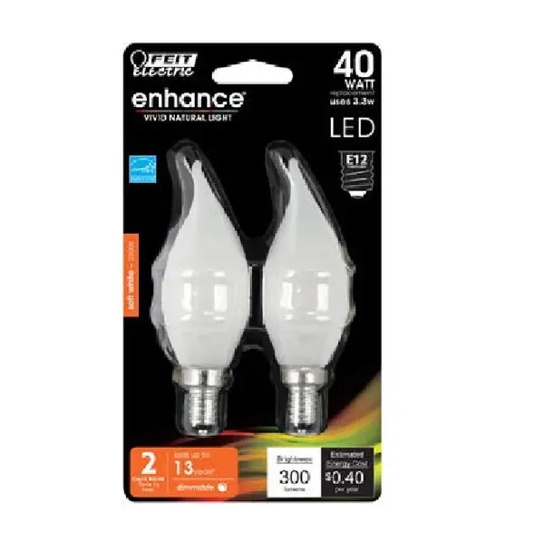 Feit Electric BPCFF40927CAFIL/2/RP Enhance Dimmable LED Light Bulbs 4 Pack Warm White Energy Saving