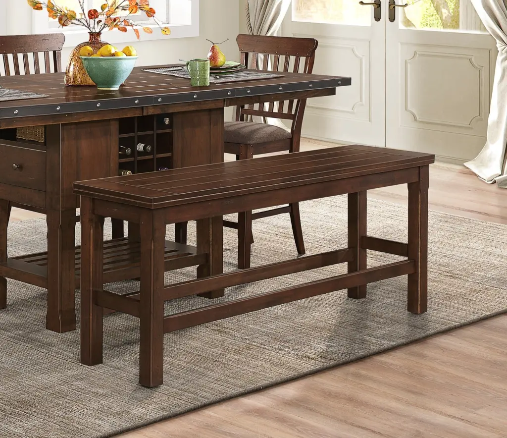 Dark Brown Finish Counter Height Bench Timberen Dining Classic Design kanepe