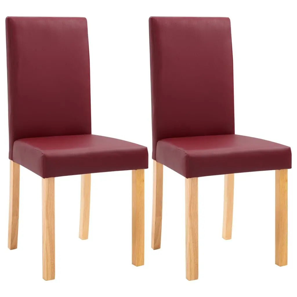 2-Piece Red Faux Leather Dining Chairs Kitchen or Dining Room