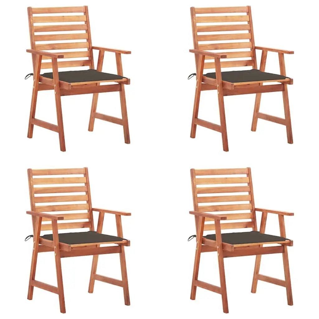 4-Piece Solid Acacia Wood Patio Dining Chairs Cushions