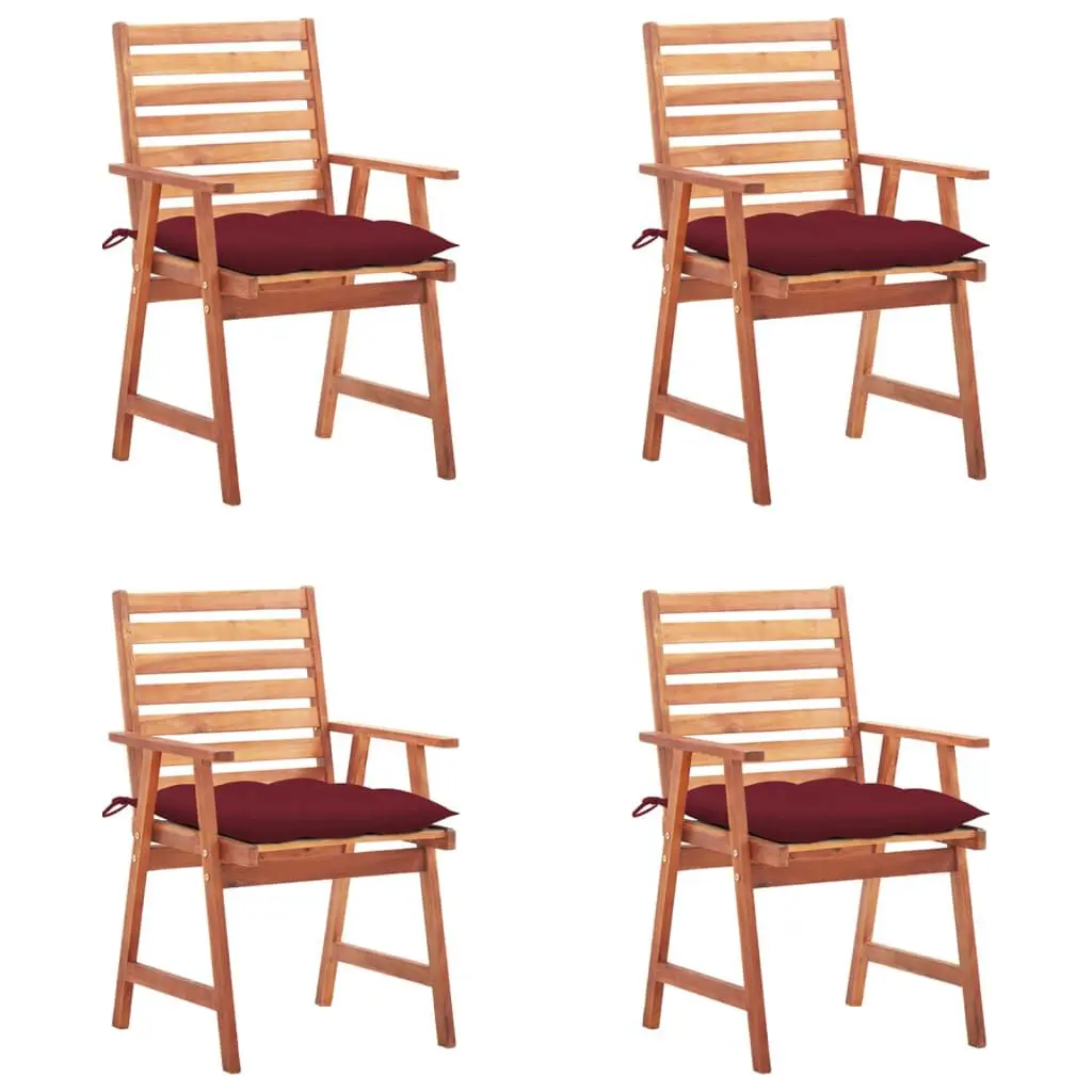 4-Piece Solid Acacia Wood Patio Dining Chairs Cushions
