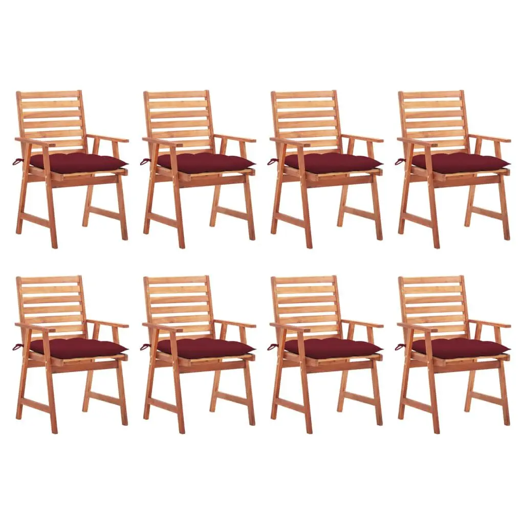 8-Piece Solid Acacia Wood Patio Dining Chairs Cushions