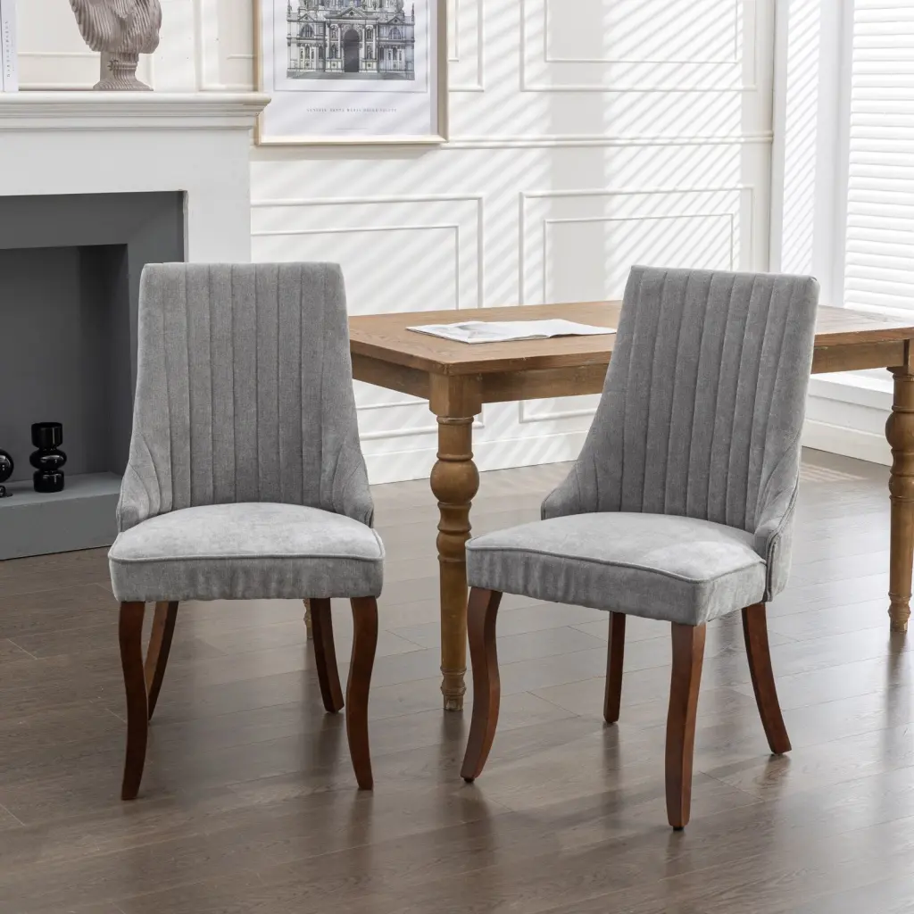 Rayon Cloth Flocking Linen Dining Chairs Kitchen or Dinner Channel Back Design a-a furniture