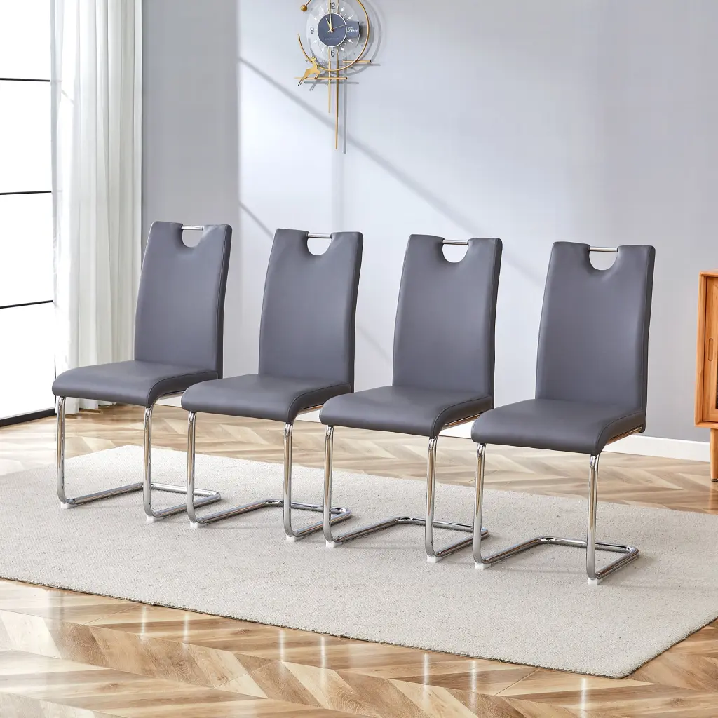 Modern Dining Chairs Set 4 Side Dining Room Kitchen Chairs Faux Leather Upholstered a-q house
