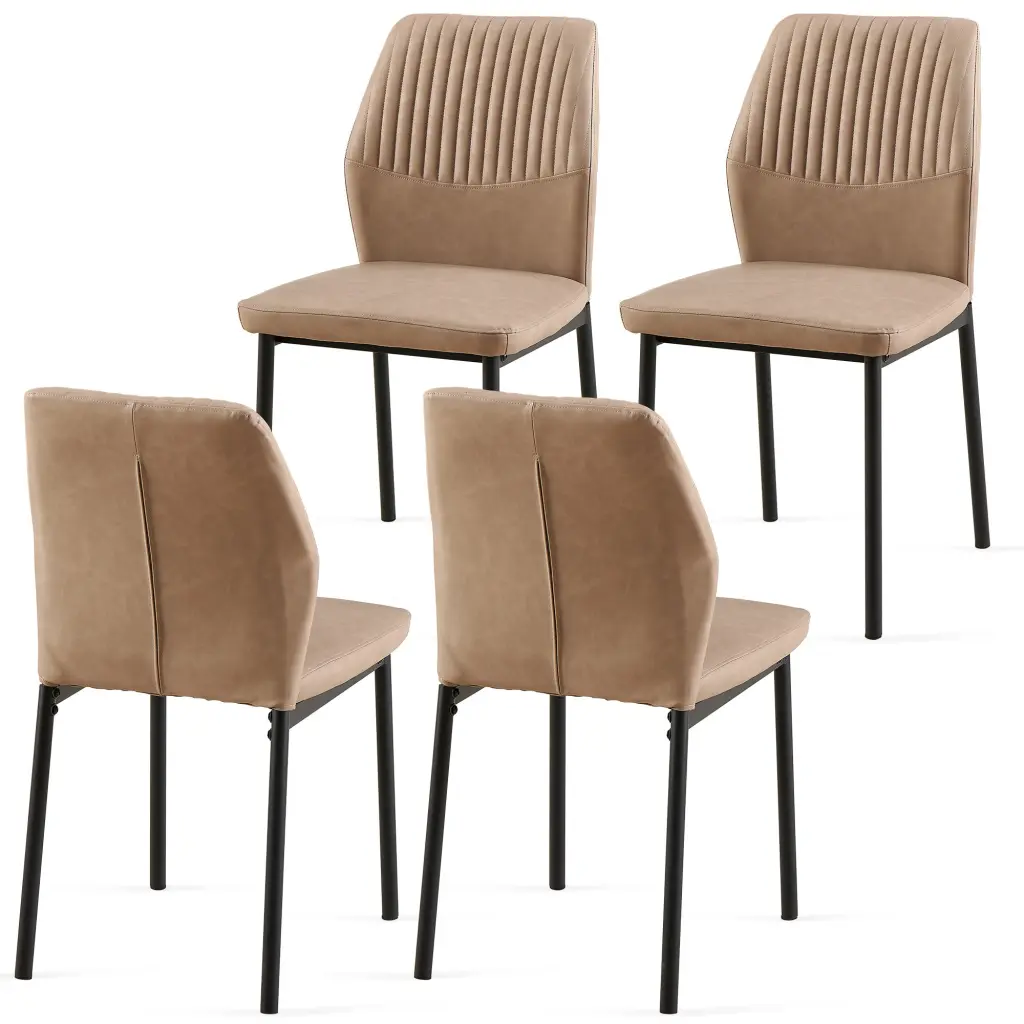 Beige PU Hide Dining Chairs Living Room Chair Modern Kitchen Armless Seating Set 2 bn smart home w1164