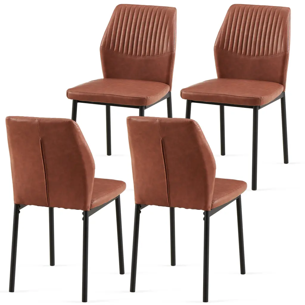 Brown PU Hide Dining Chairs Living Room Chair Modern Kitchen Armless bn smart home w1164
