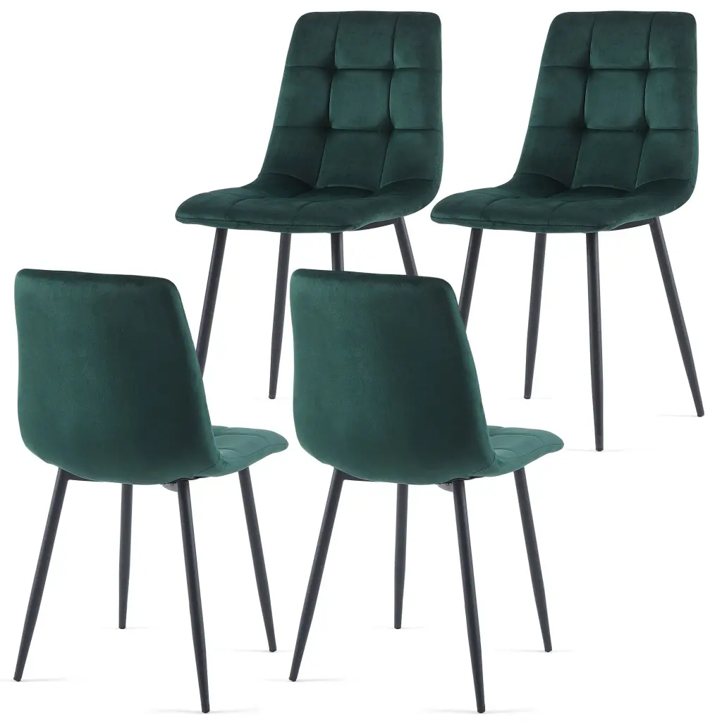 Green Velvet Dining Chairs Set 4 Metallic Plaid Green Dining Room Chairs bn smart home w1164