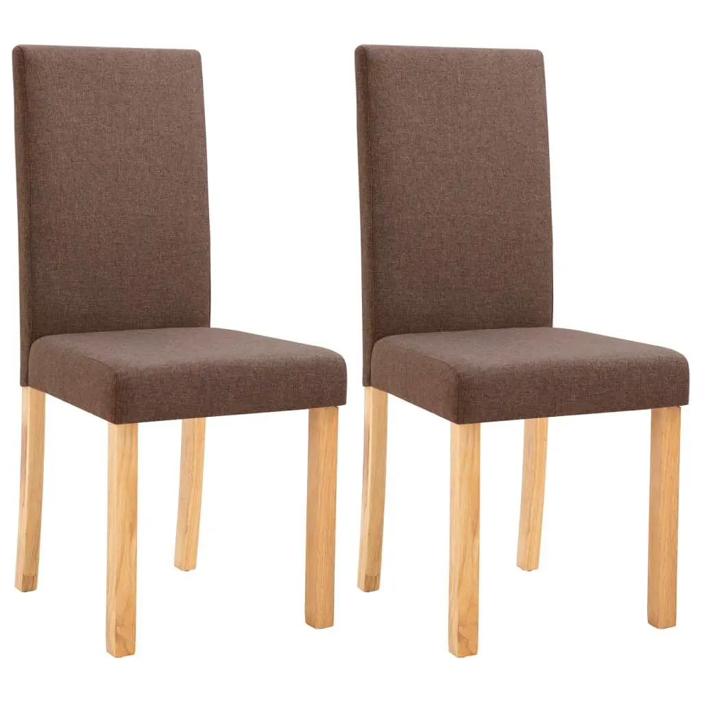 2 Brown Fabric Dining Chairs Modern Kitchen Seating