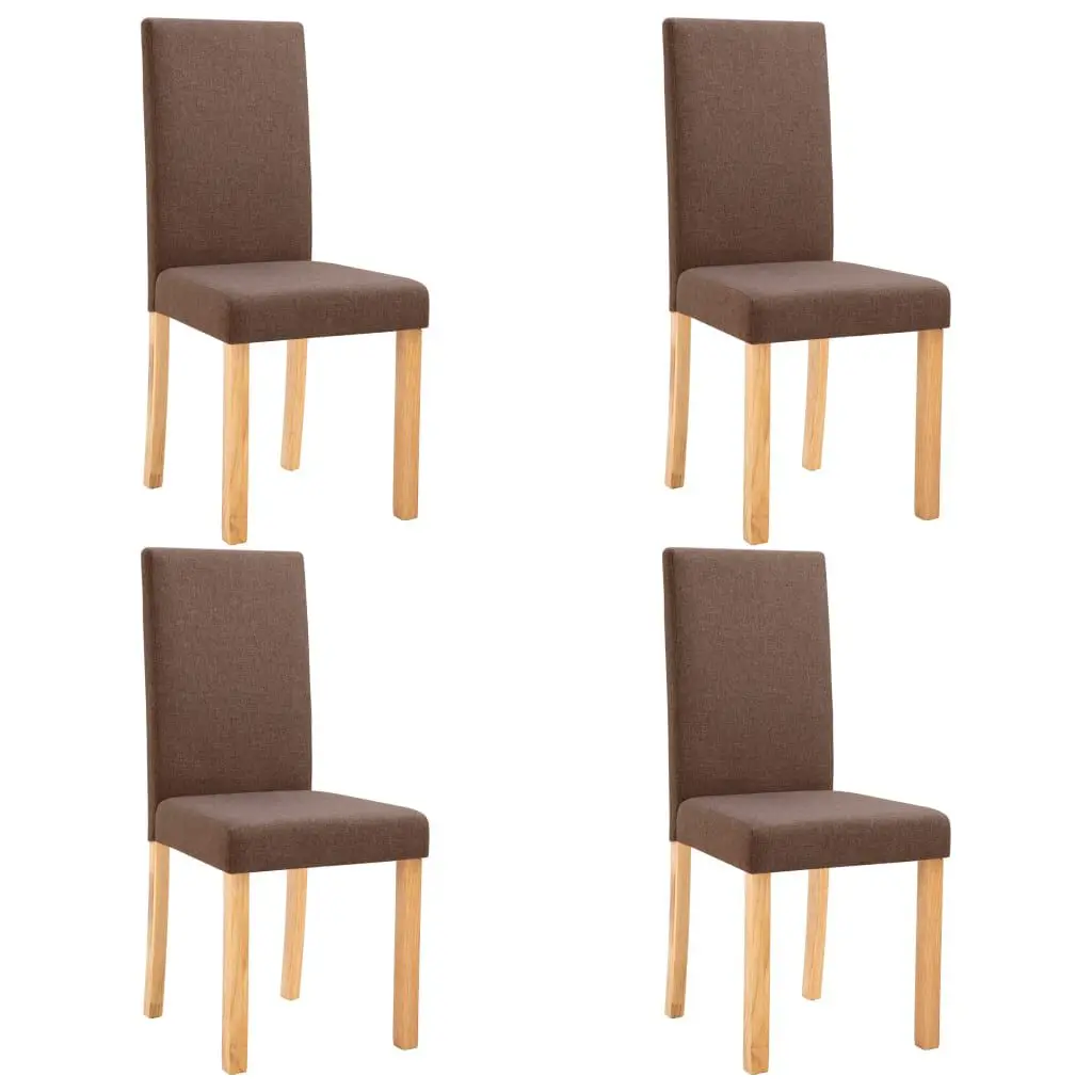 4 Brown Fabric Dining Chairs Modern Kitchen Seating Set