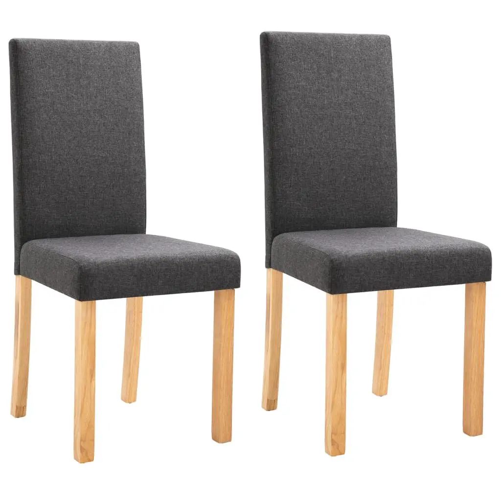 2 Dark Gray Fabric Dining Chairs Modern Kitchen Seating
