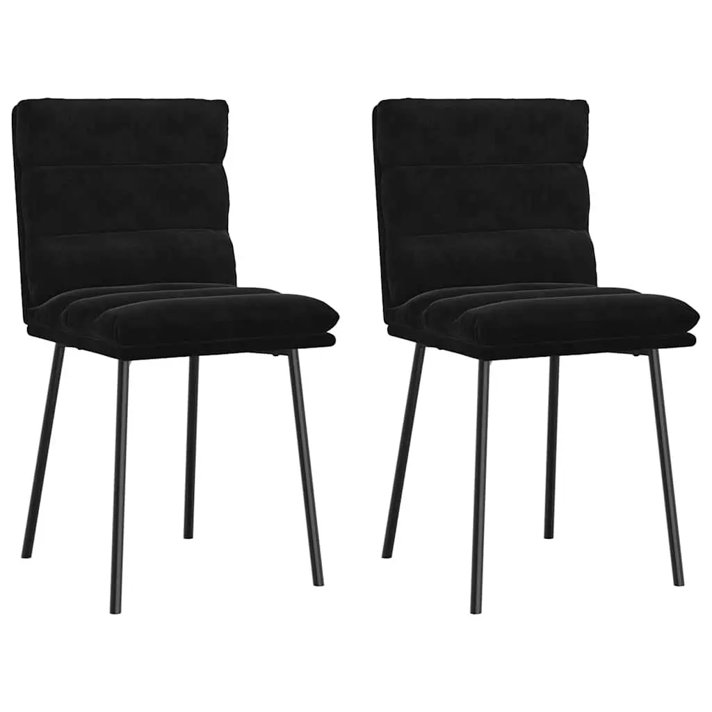 Dining Chairs 2 Pack Black Velvet Modern Kitchen Seats Sturdy Frame