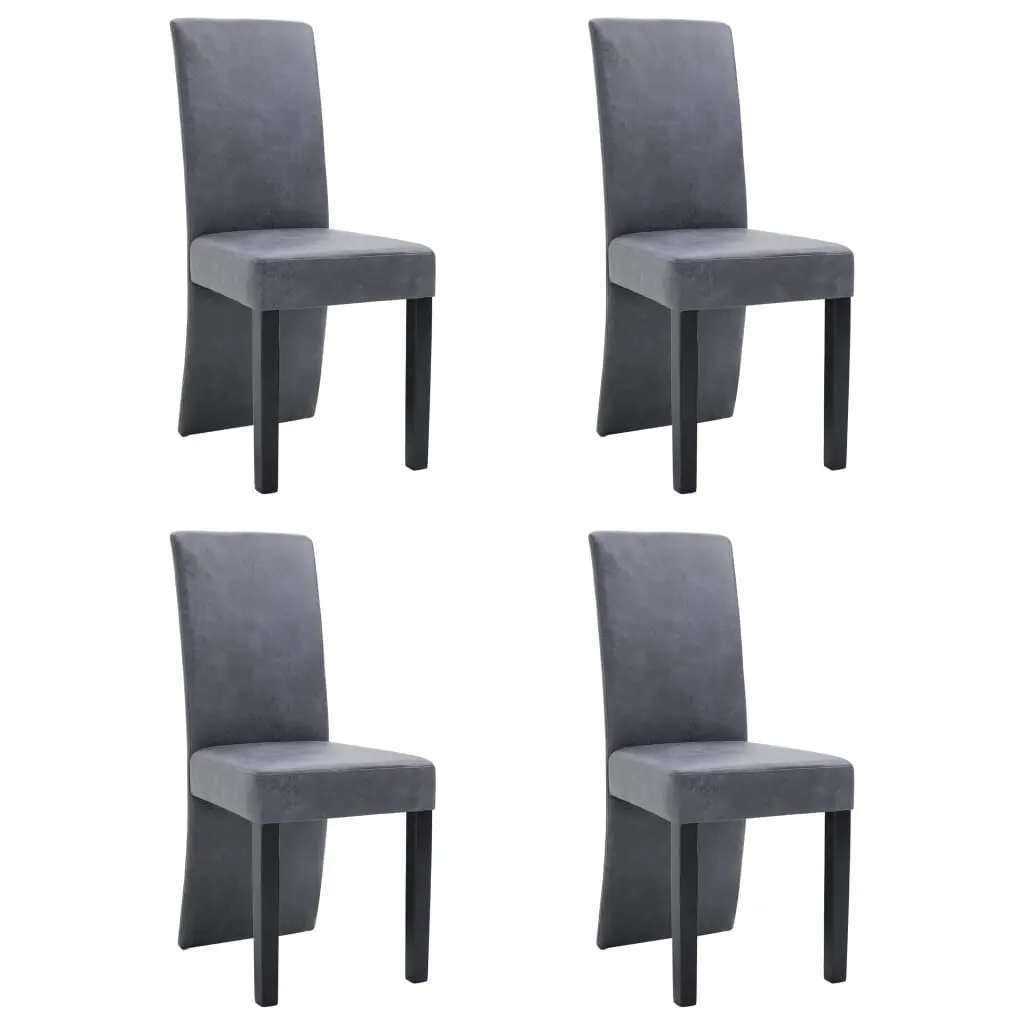 Dining Chairs 4 Pack Gray Faux Suede Leather Modern Kitchen Seating