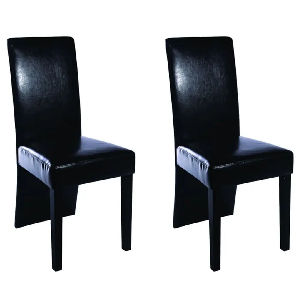 Dining Chairs 2 pcs Black Faux Leather Modern Kitchen Chairs