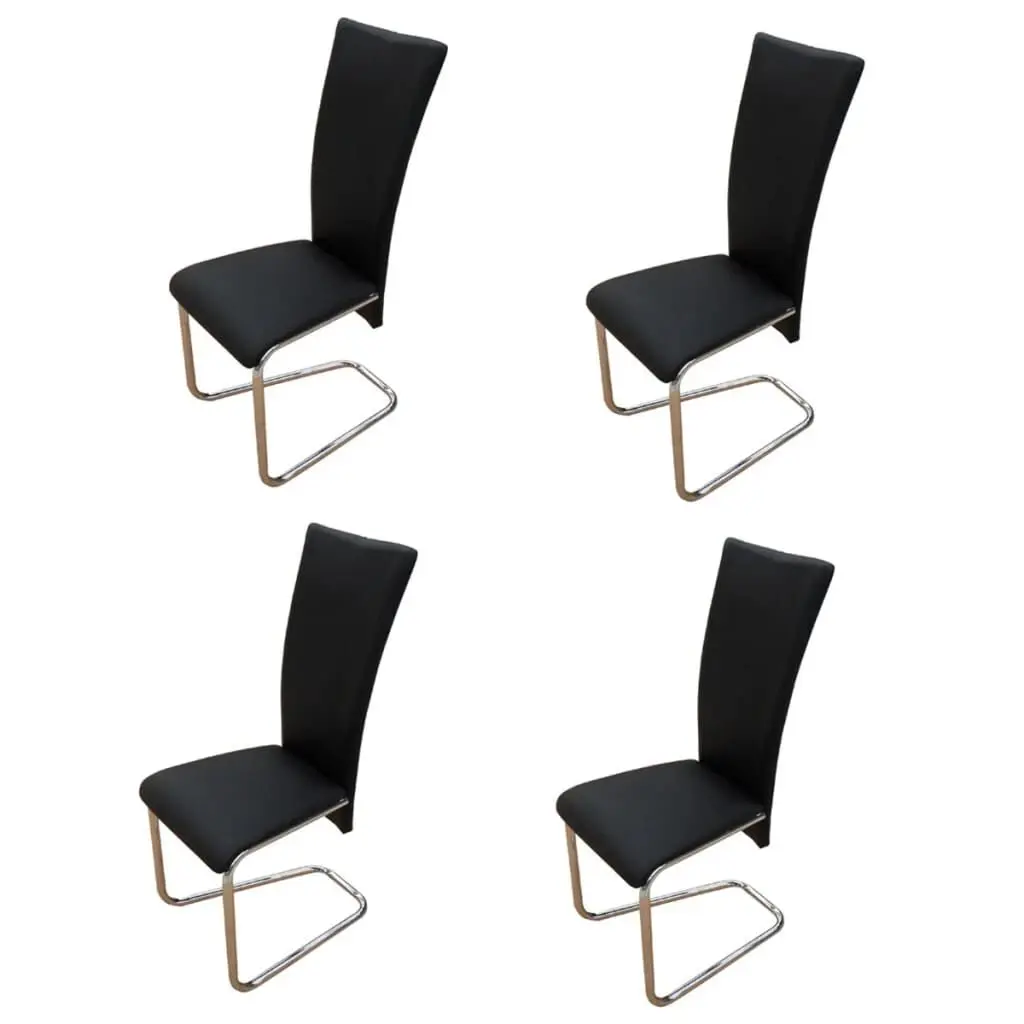 Dining Chairs 4 Pieces Black Faux Leather Kitchen Chairs