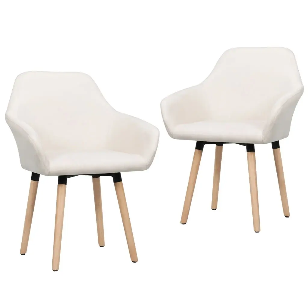 Dining Chairs Set 2 Cream Fabric Upholstered Kitchen Side Chairs