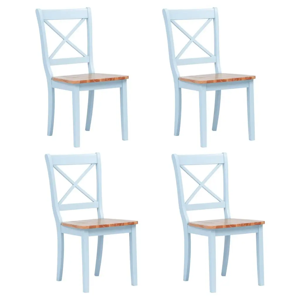 Dining Chairs Set 4 Gray and Light Wood Solid Rubber Wood Kitchen Chairs