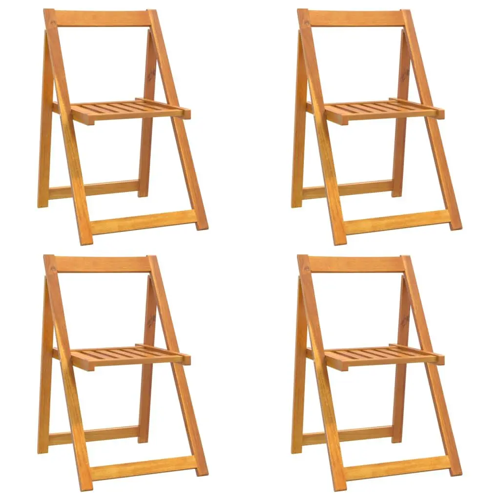 Folding Patio Chairs 4 Pack Solid Wood Acacia Outdoor Seating