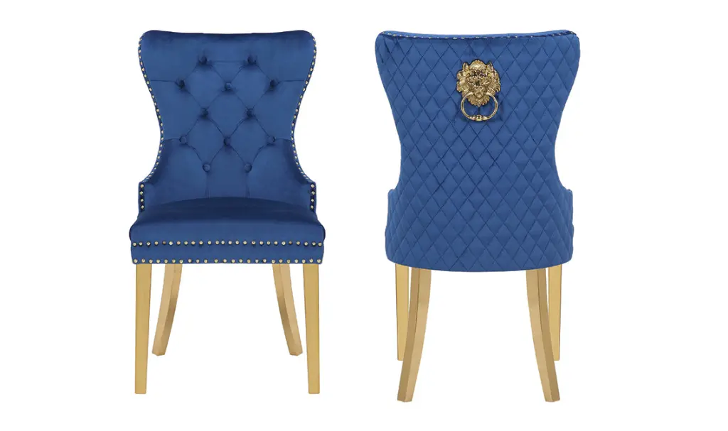 Simba Precious Metal 2 Piece Dining Chair Finish Velvet Material Navy galaxy home furnishings