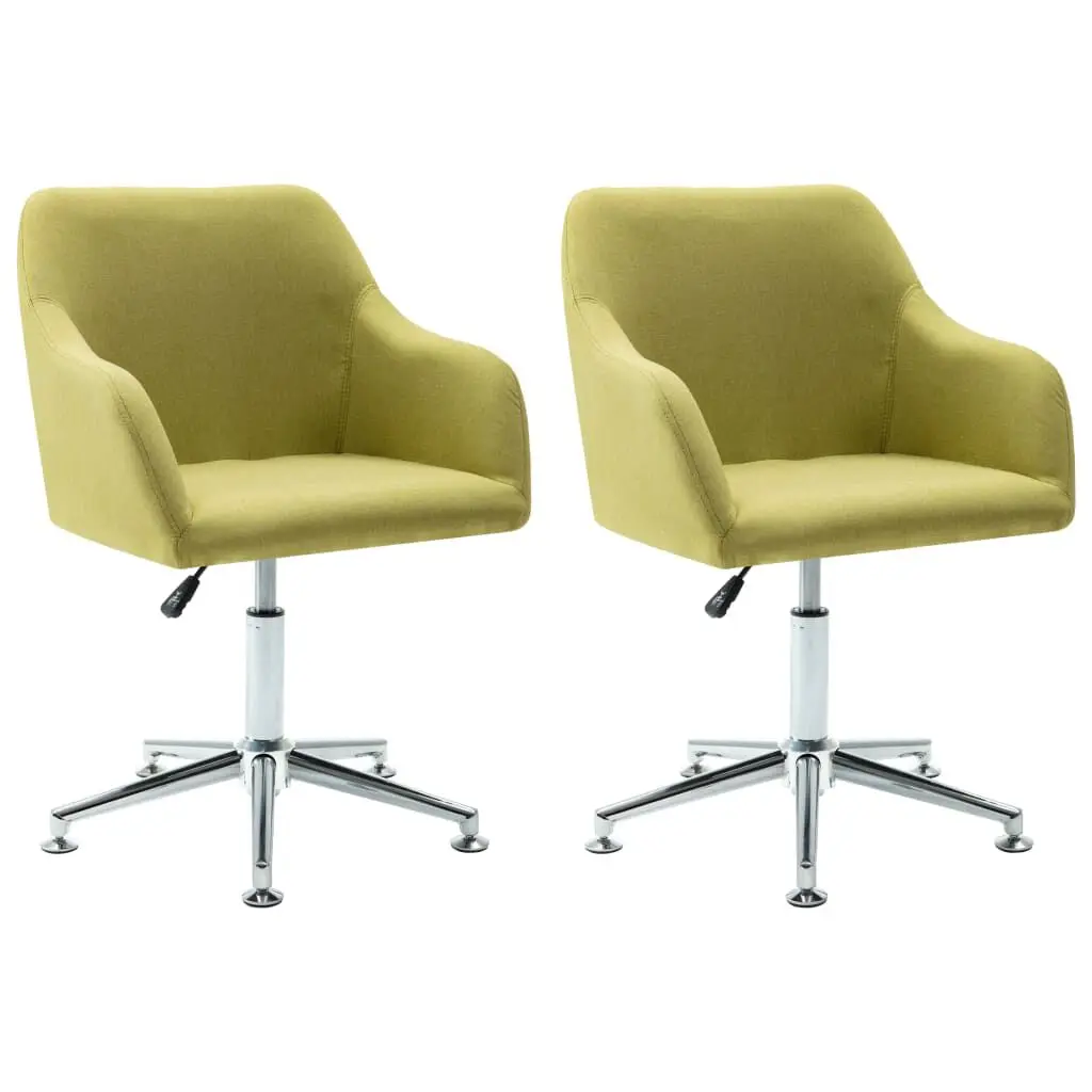 2 Green Fabric Swivel Dining Chairs Modern Kitchen Seating