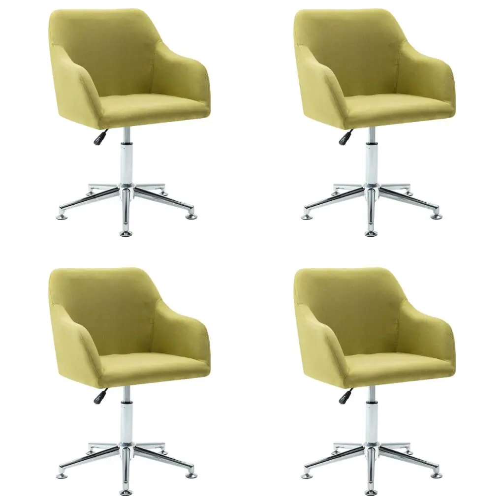 4 Green Fabric Swivel Dining Chairs Modern Kitchen Seating Set