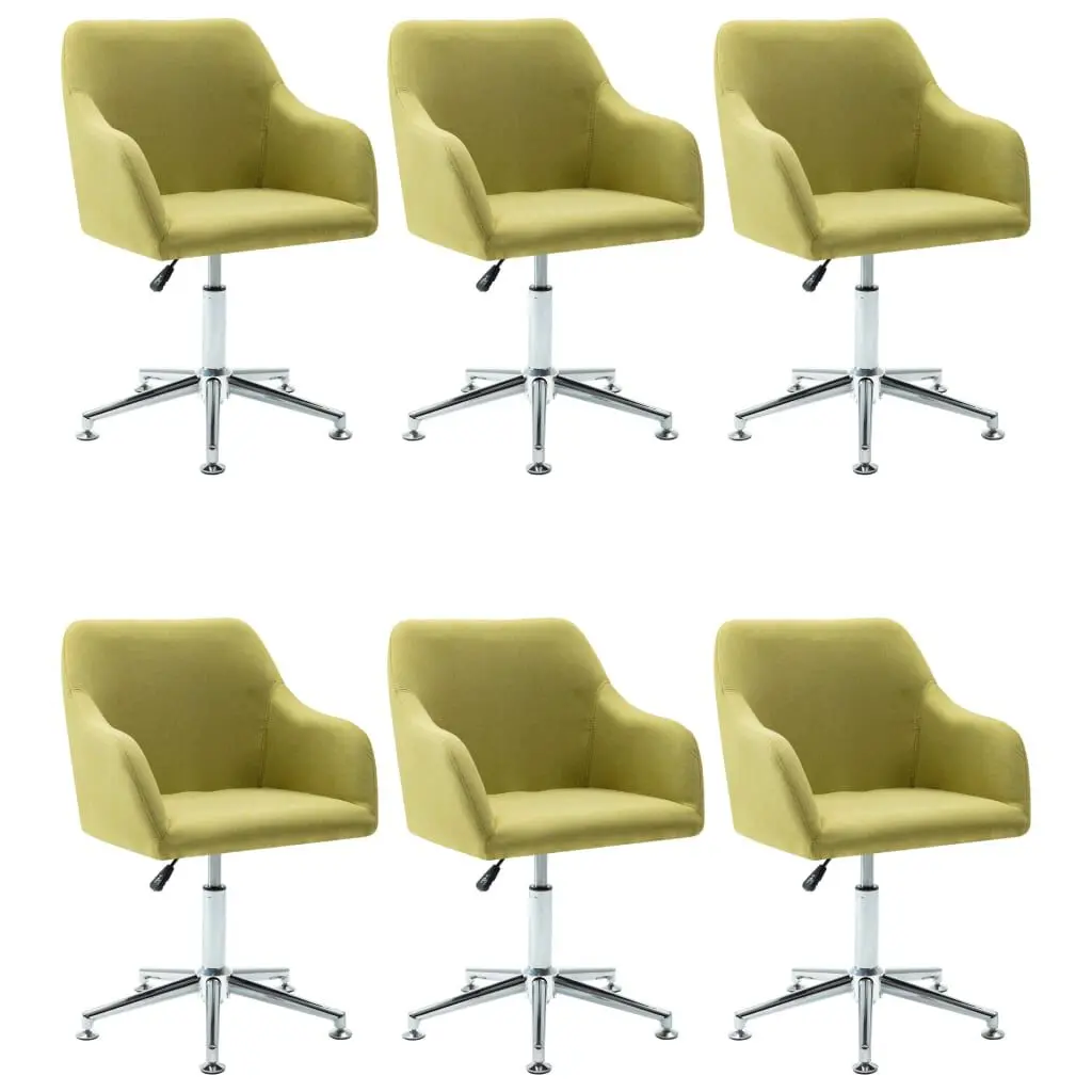 6 Green Fabric Swivel Dining Chairs Modern Kitchen Seating Set