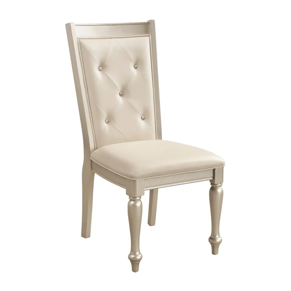 Traditional Design Shiny Metal Finish Dining Side Chairs 2Pc Set Timber Frame kanepe