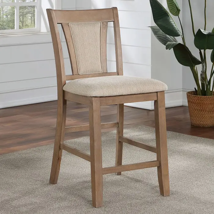 Transitional Counter Height Chairs Set 2 Natural Tone Beige Seats kanepe