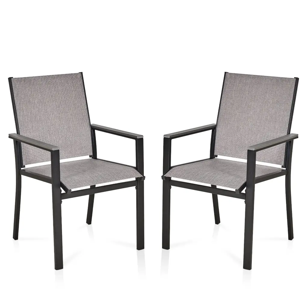 2Pc Patio Dining Chairs Metal Frame Textilene Material Outdoor Furniture lcfurniture