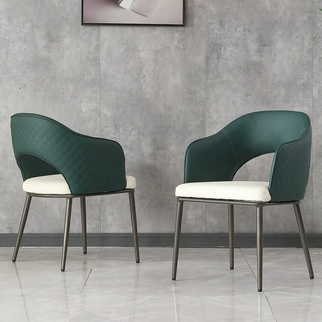 Dining Chairs Set 2 Modern Faux Hide Dining Chairs Metallic Legs leavader
