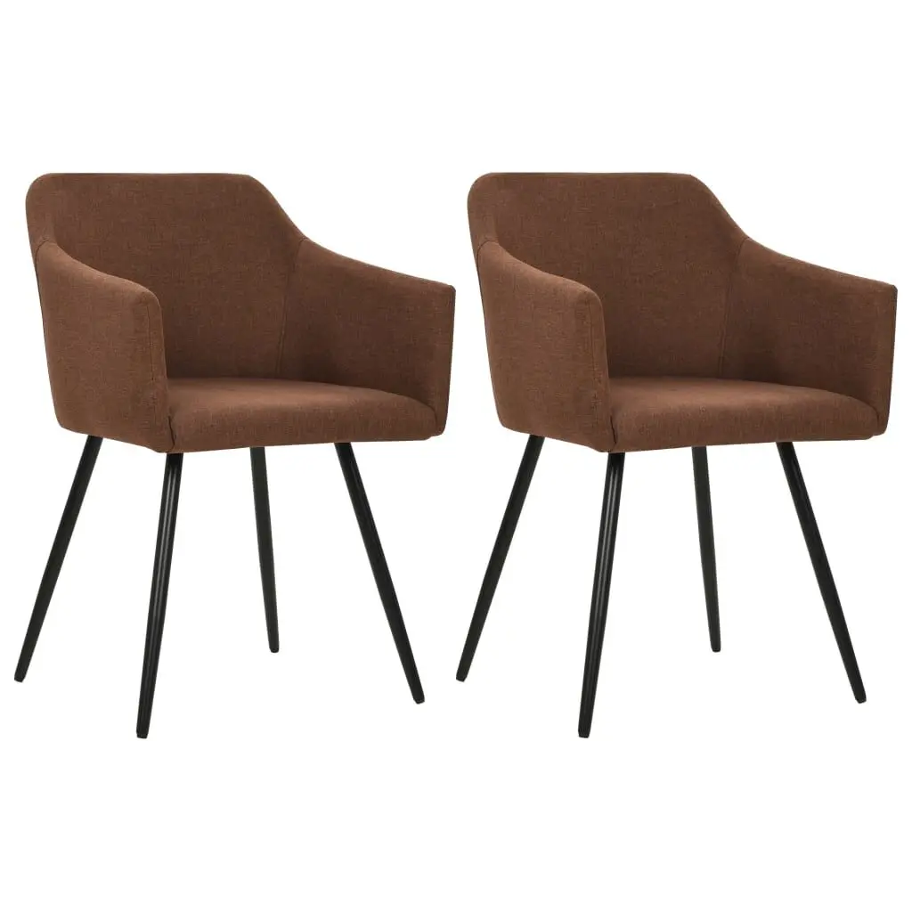 2 Pack Brown Fabric Dining Chairs Sturdy and Comfortable