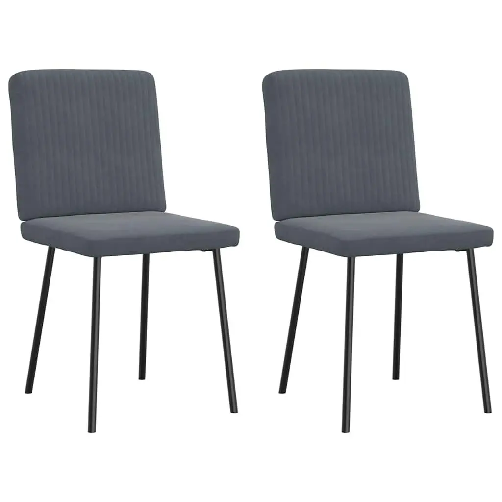 2 Pack Dark Gray Velvet Dining Chairs Modern Kitchen Seating