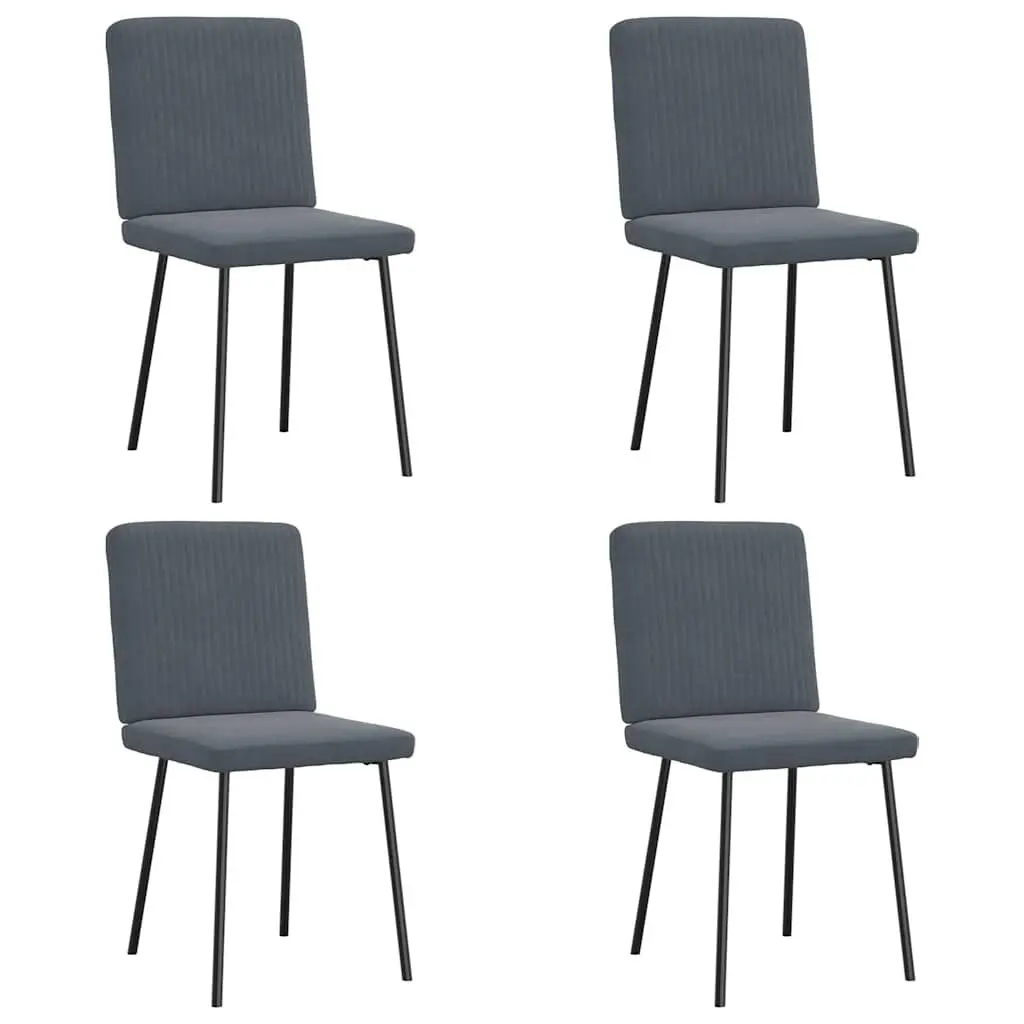 4 Pack Dark Gray Velvet Dining Chairs Set Contemporary Kitchen Seating