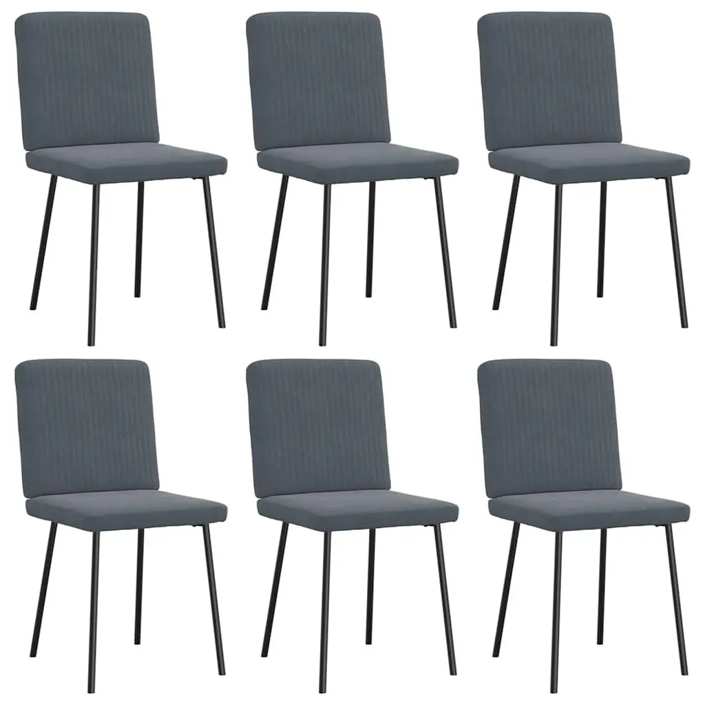 6 Pack Dark Gray Velvet Dining Chairs Complete Kitchen Seating Set