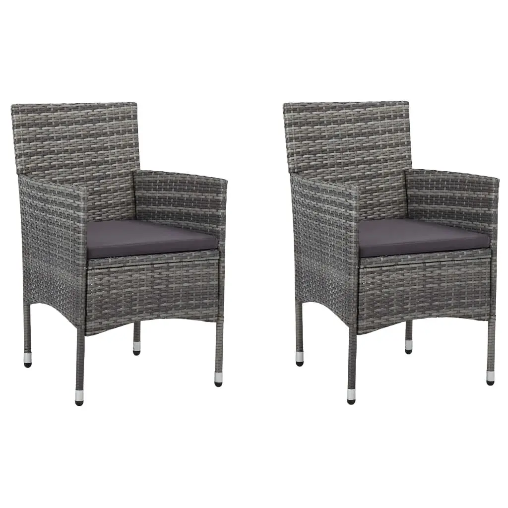 2 Pack Gray Poly Rattan Patio Dining Chairs Outdoor Seating