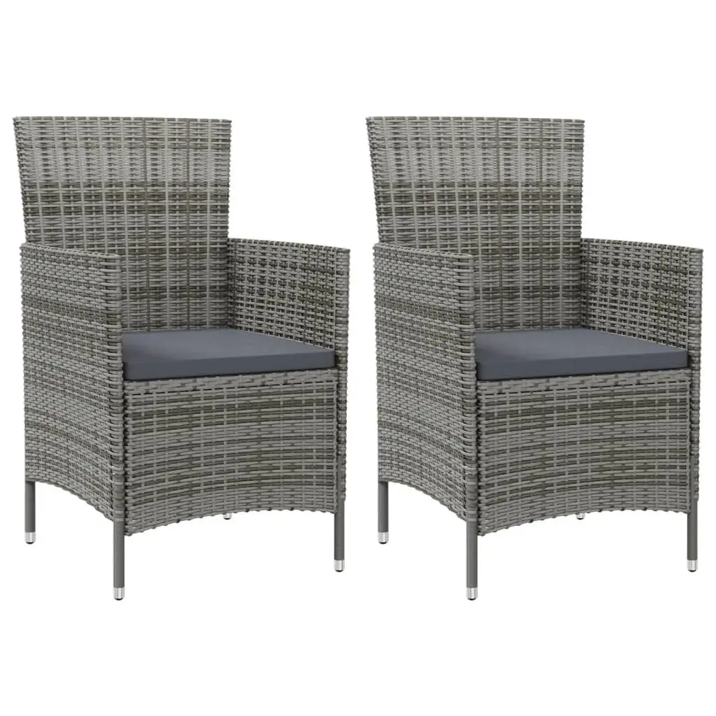 Patio Chairs Cushions 2 Piece Set Poly Rattan Gray Outdoor Furniture
