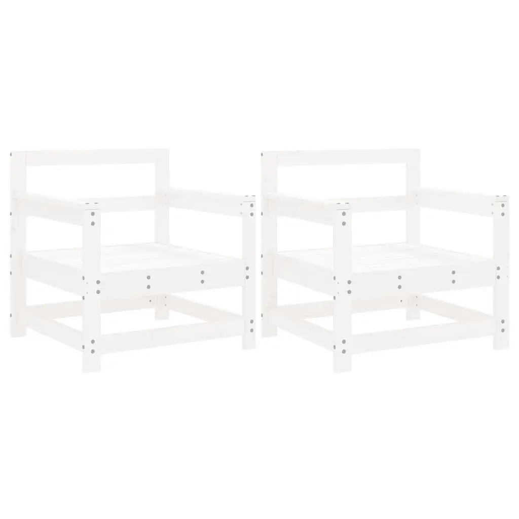 Patio Chairs 2 Pack White Solid Wood Pine Outdoor Dining Chairs