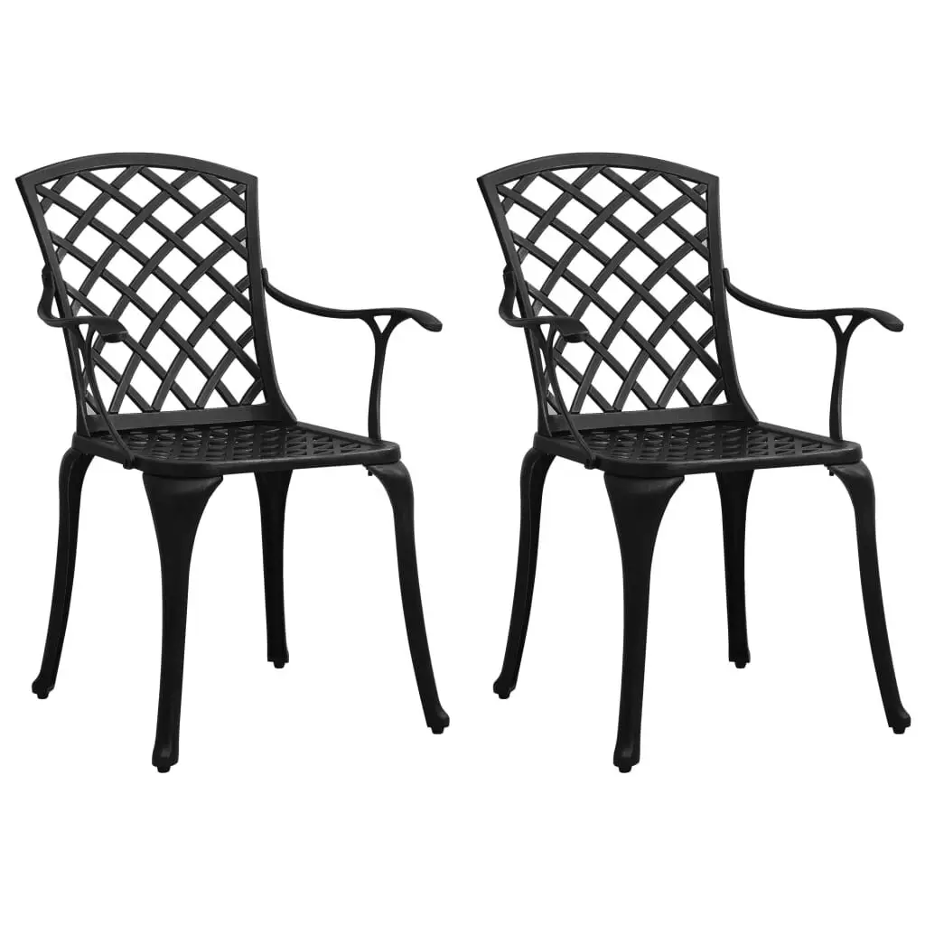 Patio Chairs 2 Pieces Cast Aluminum Black Durable Outdoor Seating