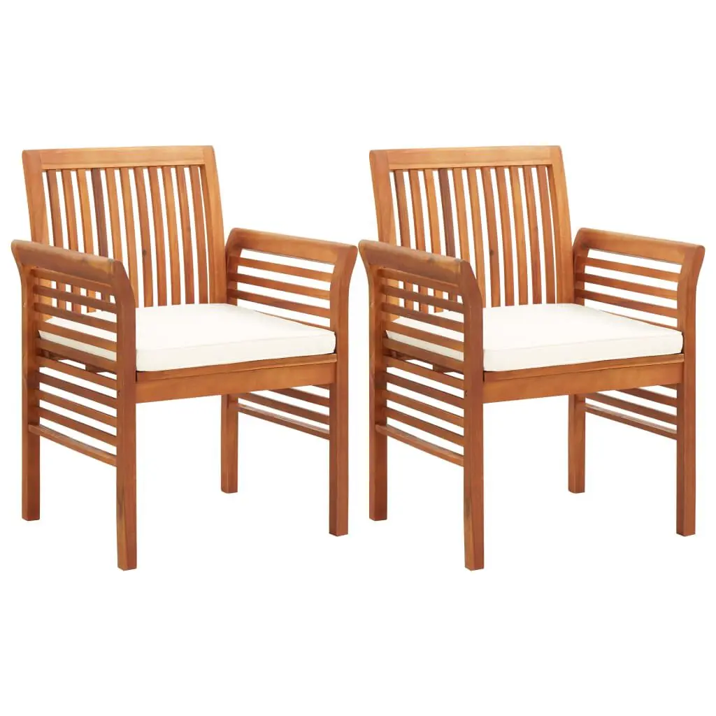 Patio Dining Chairs Cushions 2 Piece Set Solid Acacia Wood Outdoor Furniture