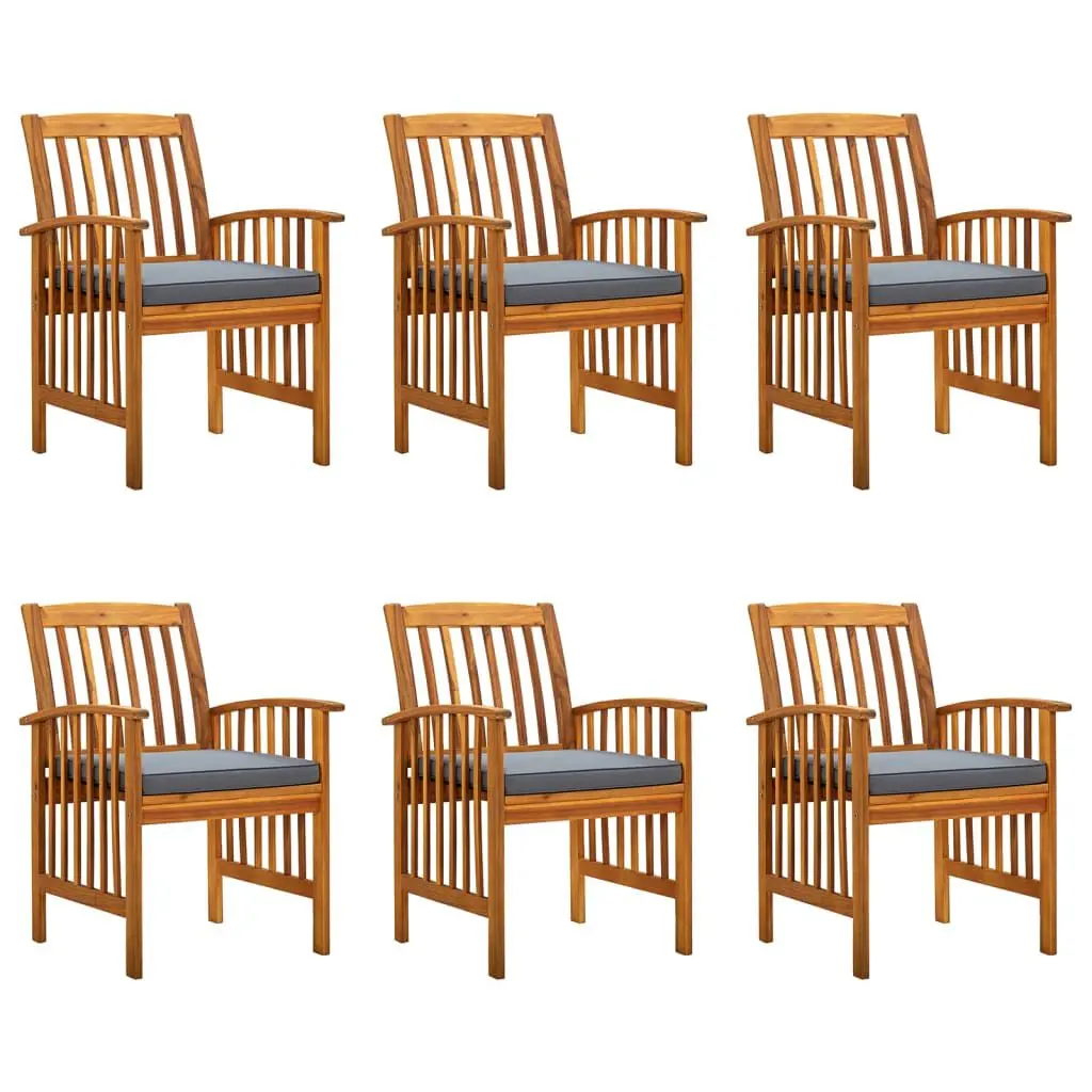 Patio Dining Chairs 6 pcs Cushions Solid Wood Acacia Outdoor Chairs