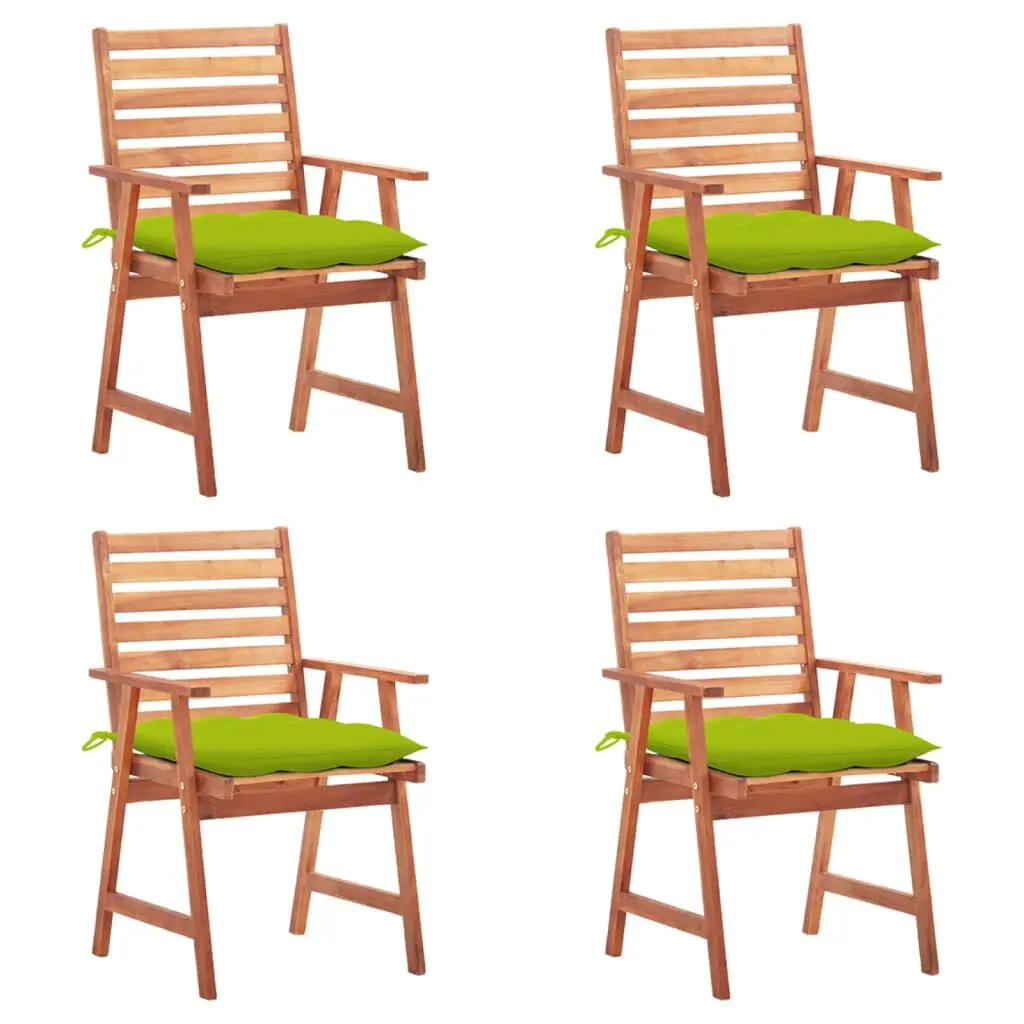 Patio Dining Chairs 4 pcs Cushions Solid Acacia Wood Outdoor Seating