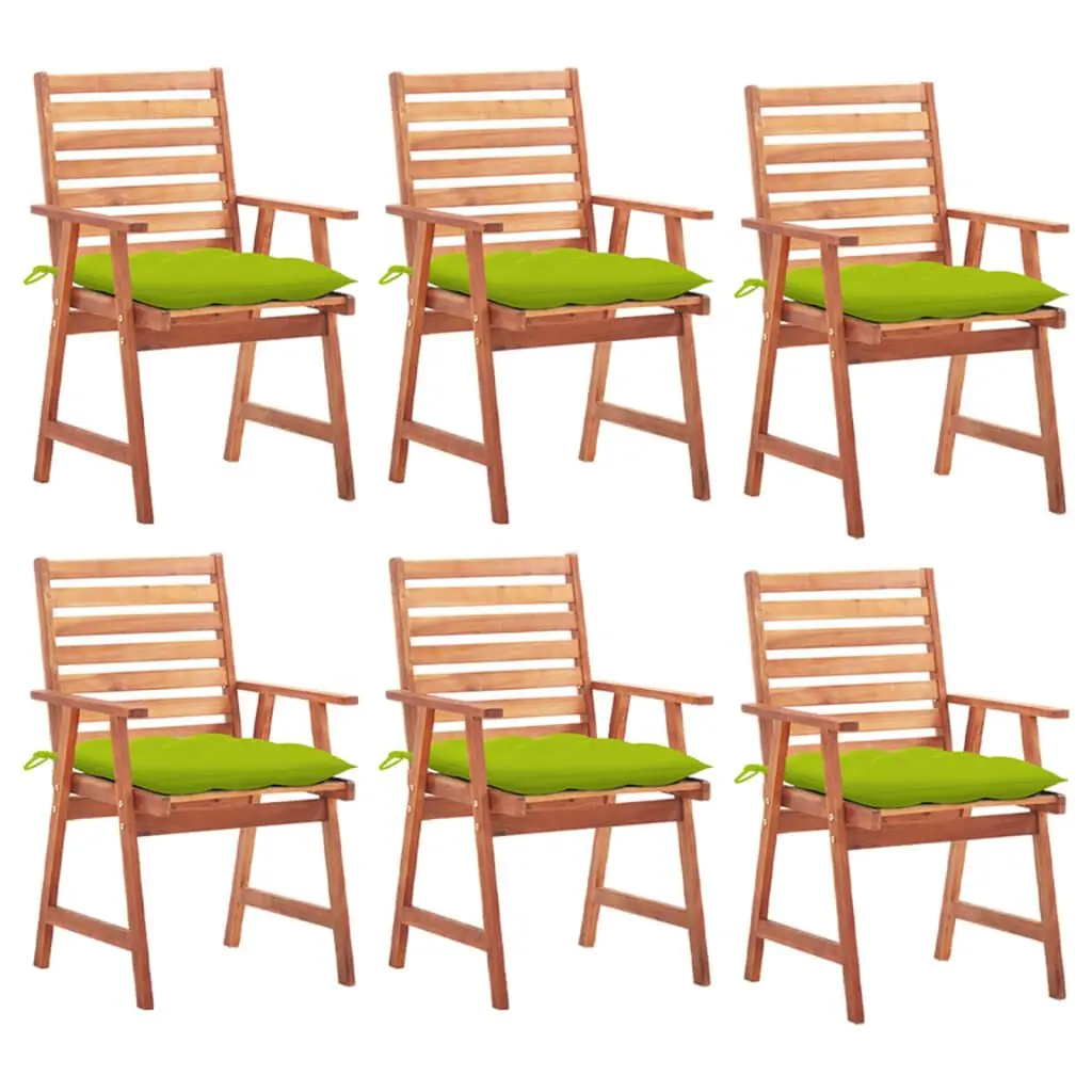 Patio Dining Chairs 6 pcs Cushions Solid Acacia Wood Garden Set
