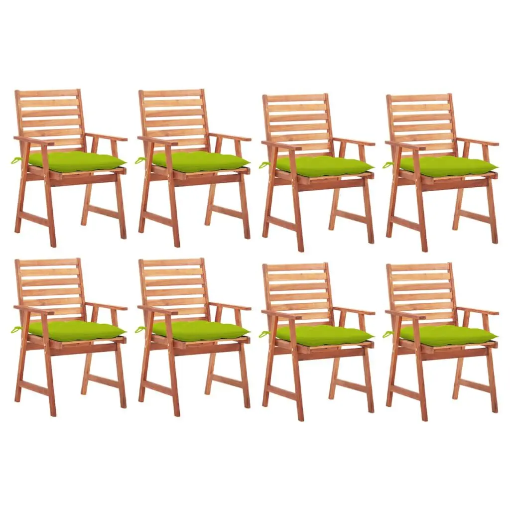 Patio Dining Chairs 8 pcs Cushions Solid Acacia Wood Large Outdoor Set
