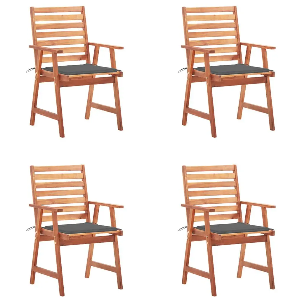 Patio Dining Chairs 4 Piece Set Cushions Solid Acacia Wood Outdoor Seating