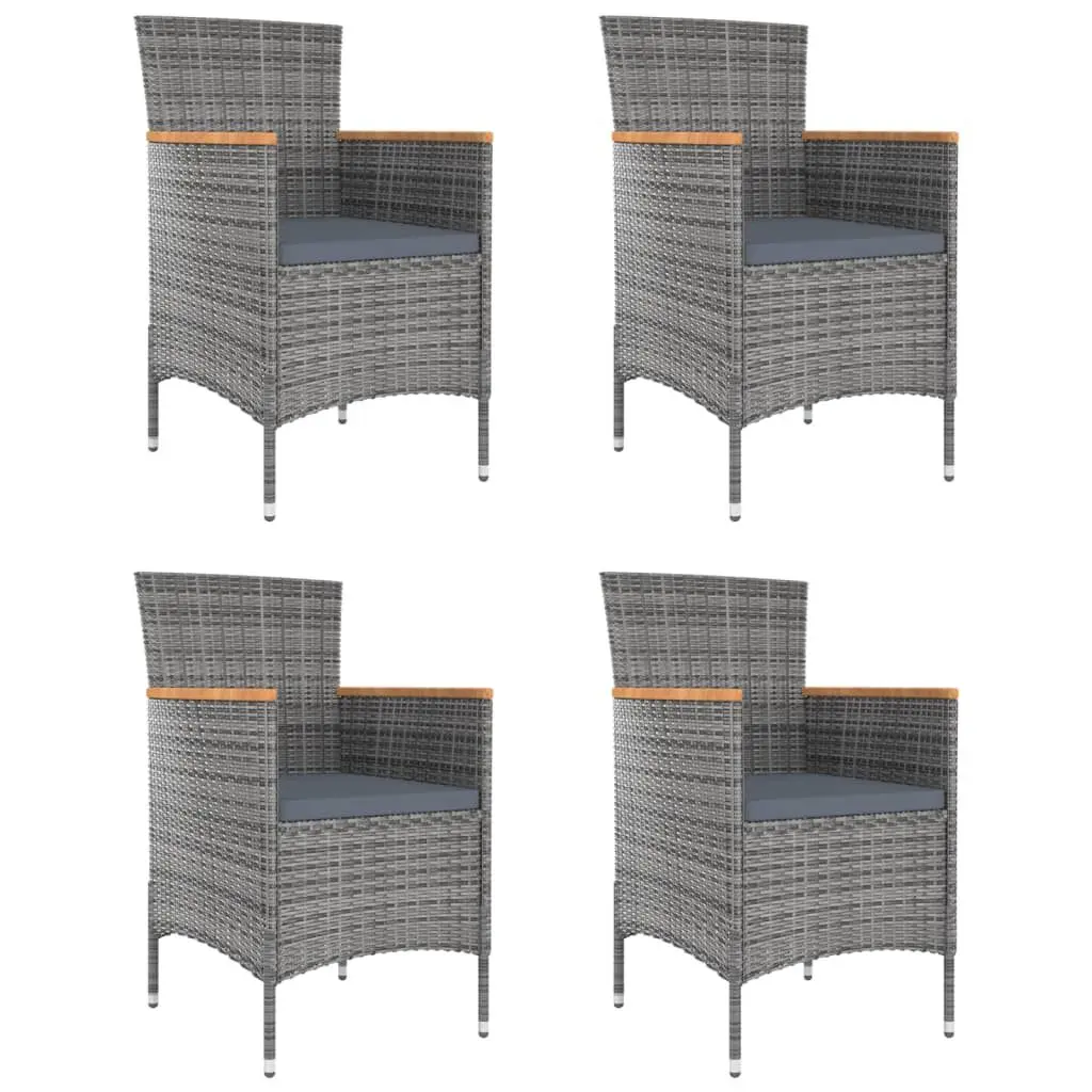 Patio Dining Chairs 4 Piece Set Poly Rattan Gray Outdoor Seating