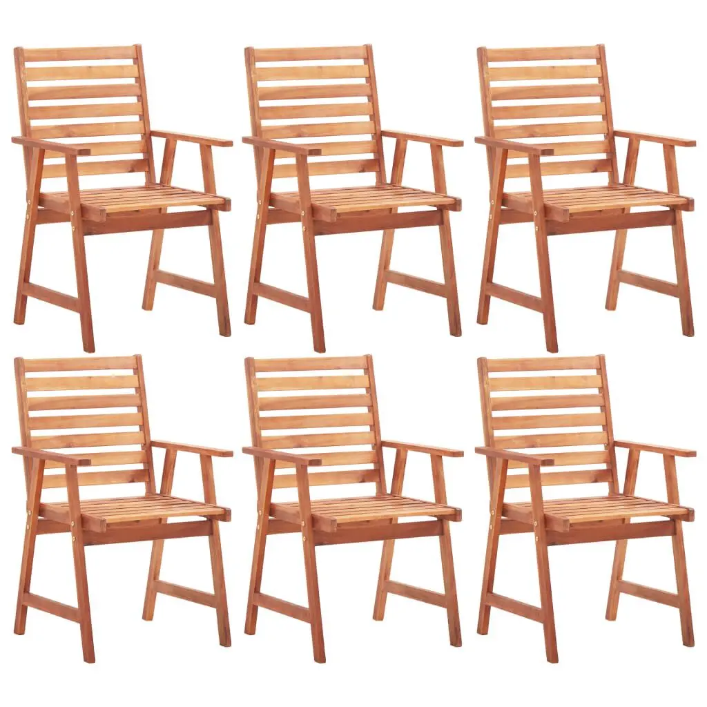 Patio Dining Chairs 6 Piece Solid Acacia Wood Outdoor Furniture