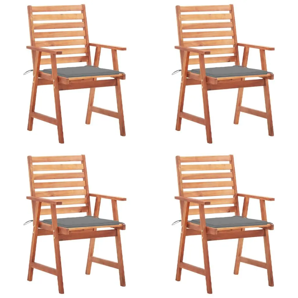 Patio Dining Chairs 4 Pieces Cushions Solid Acacia Wood Outdoor Chairs