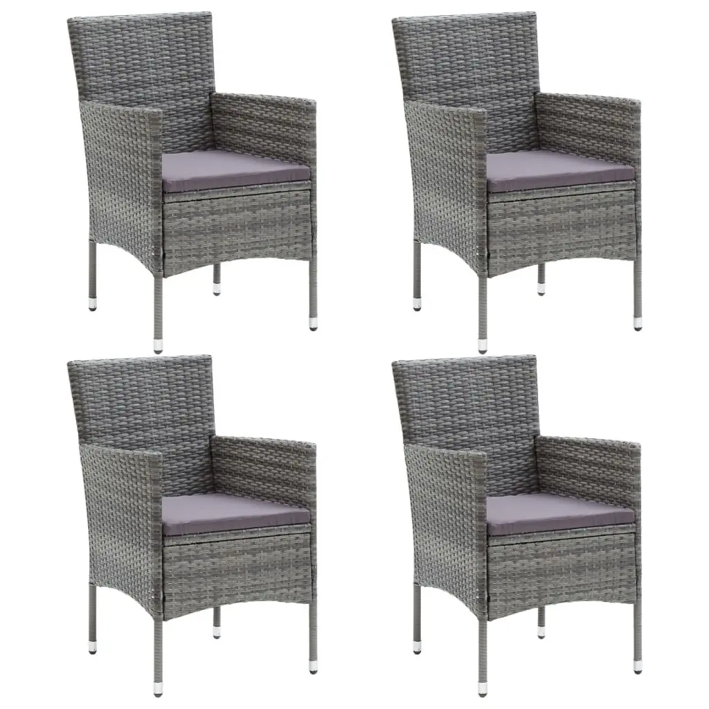 Patio Dining Chairs 4 Pieces Poly Rattan Gray Outdoor Furniture Set